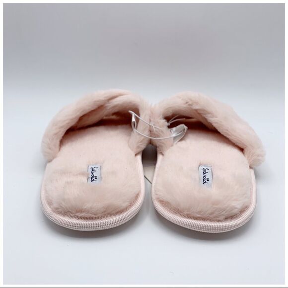 SPLENDID Pink Fluffy Crisscross Peep Toe‎ Slippers M/L NWT - Picture 5 of 11